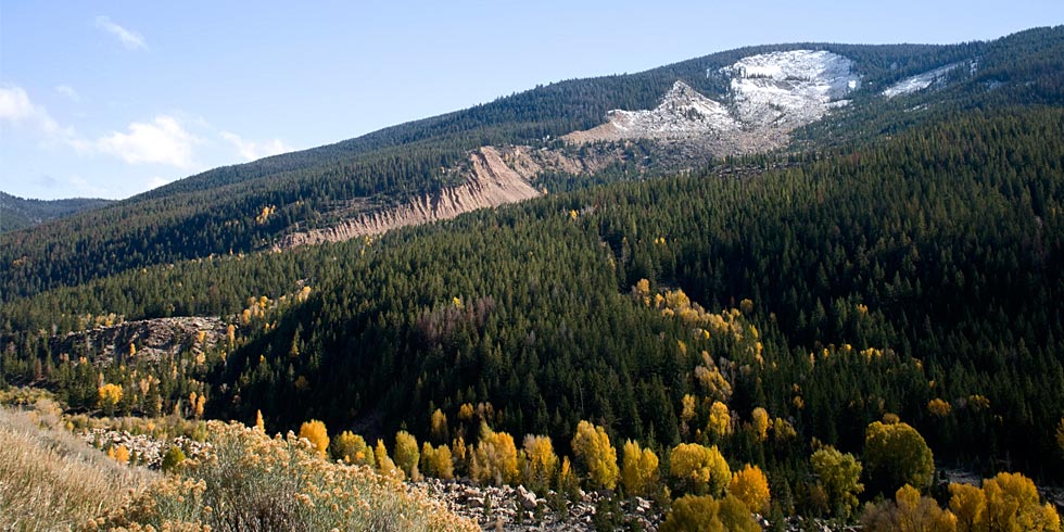 The Gros Ventre Landslide (June 23, 1925) is one of the largest landslides to have occurred during historic times.