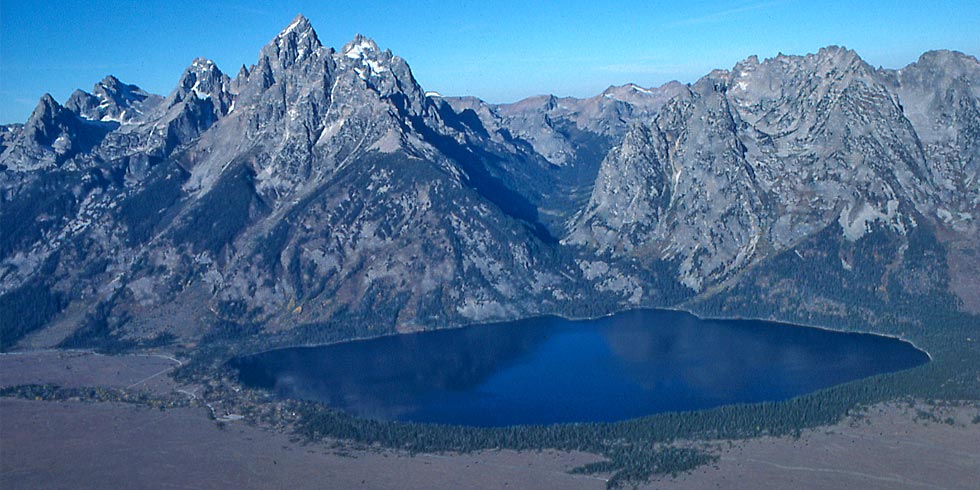 Cascade Canyon and Jenny Lake show classic traits of a glacial carved canyon and morainal lake.