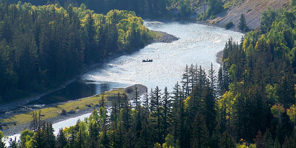 The Snake River winds its way through the valley known as Jackson Hole.